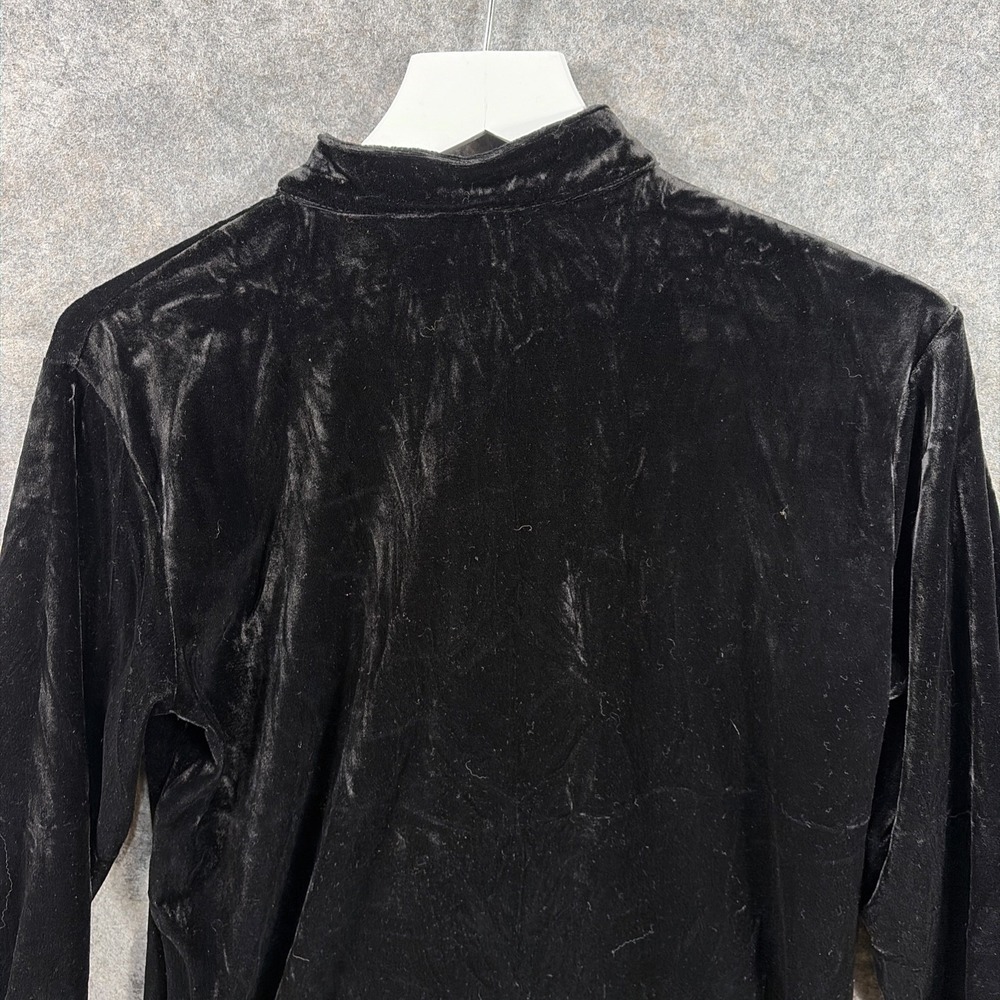 Vintage Honors Button Shirt Women's Small‎ Black Suede Velour Y2K Collared - Picture 10 of 11